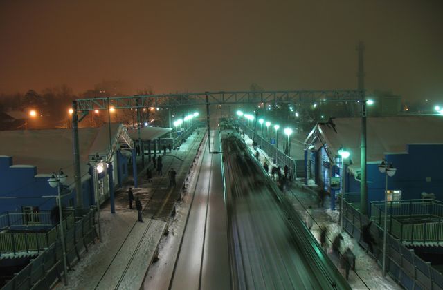Отправление электропоезда из Москвы со станции Воронок